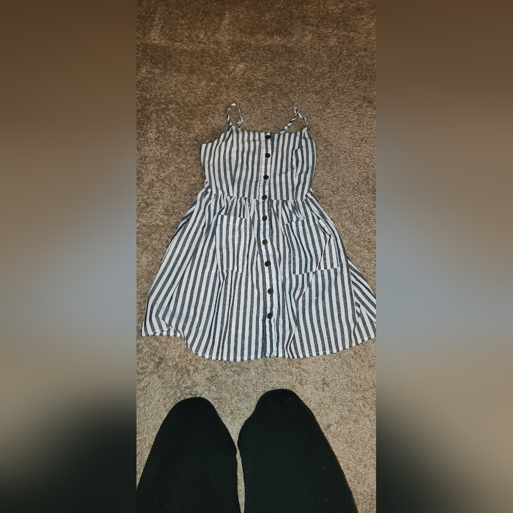 Shein linen dress w/ button detail & pockets